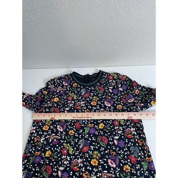 Zara Peplum Dress Size M Black Floral Varsity cuffs Long Sleeve Ruffle Hem - Picture 10 of 14